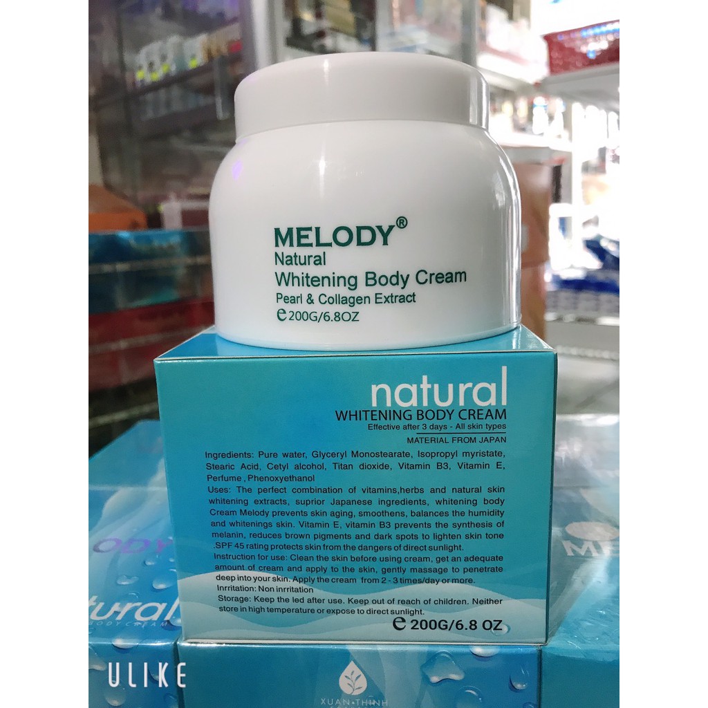 [chính hãng -giá sỉ] kem MELODY trắng da toàn thân chiết xuất từ collagen- chống nắng SPF45+ 200G