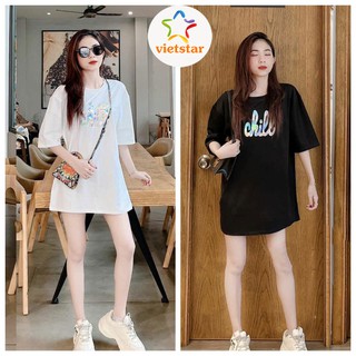 Áo thun nữ form rộng Chill, áo phông tay lỡ đẹp dấu quần - VIETSTAR