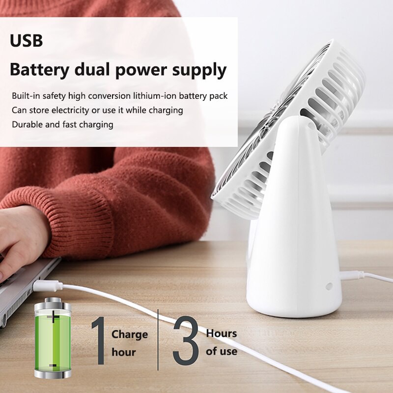 Quạt Tích Điện Super Fan 3 Chế Độ Gió Cực Mạnh Cổng Sạc USB Tiện Lợi - DÙNG ĐƯỢC 4-6 TIẾNG