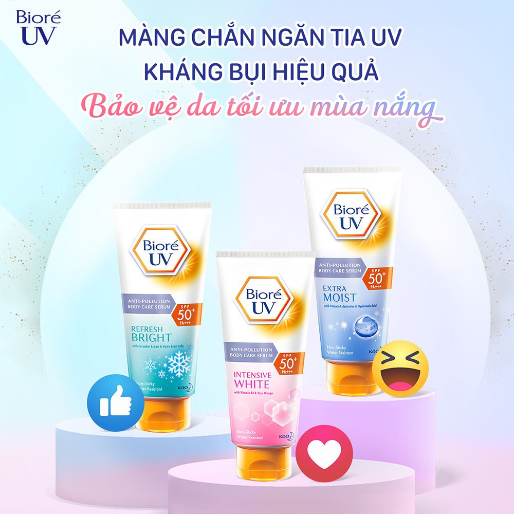 Kem Chống Nắng Body Mịn Da Dưỡng Thể Bioré Kháng Bụi, Sáng Mịn Mát Lạnh SPF 50+/PA+++ 150ml