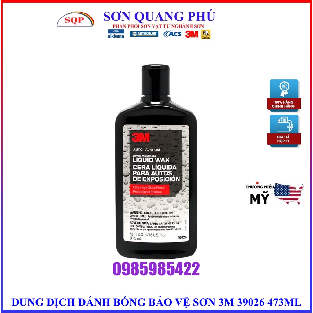 Sáp đánh bóng xe ô tô 3M 39026 Liquid Wax 473ml dung dịch tạo bóng 3M cao cấp SONQUANGPHU8856