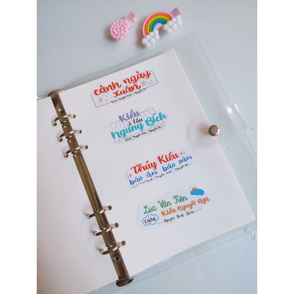 Bộ 32 sticker tựa đề văn 9 đầy đủ cả năm học đã cắt sẵn