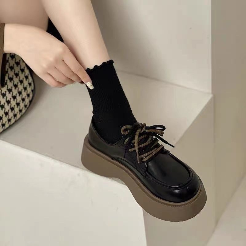 Giày đốc nữ-Giày Oxford da mờ phối 2 dây đế cao chất siêu đẹp siêu êm MSP 218(LÙI 1 SIZE)