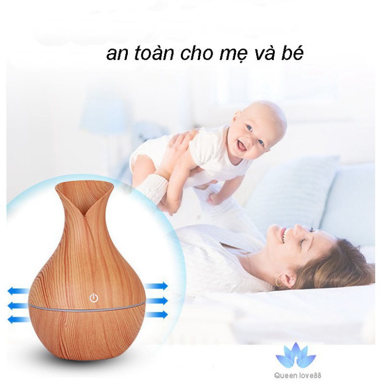 Máy Xông Tinh Dầu Mini Vân Gỗ TDX Cổ Cao,Phun Sương Tạo Ẩm Dung Tích 130ML