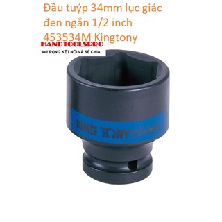 Đầu tuýp 34mm lục giác đen ngắn 1/2 inch 453534M Kingtony