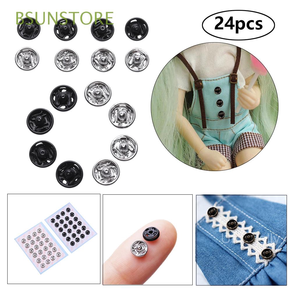 Set 24 nút bấm chất liệu kim loại kích thước 6mm trang trí quần áo búp bê chất lượng cao