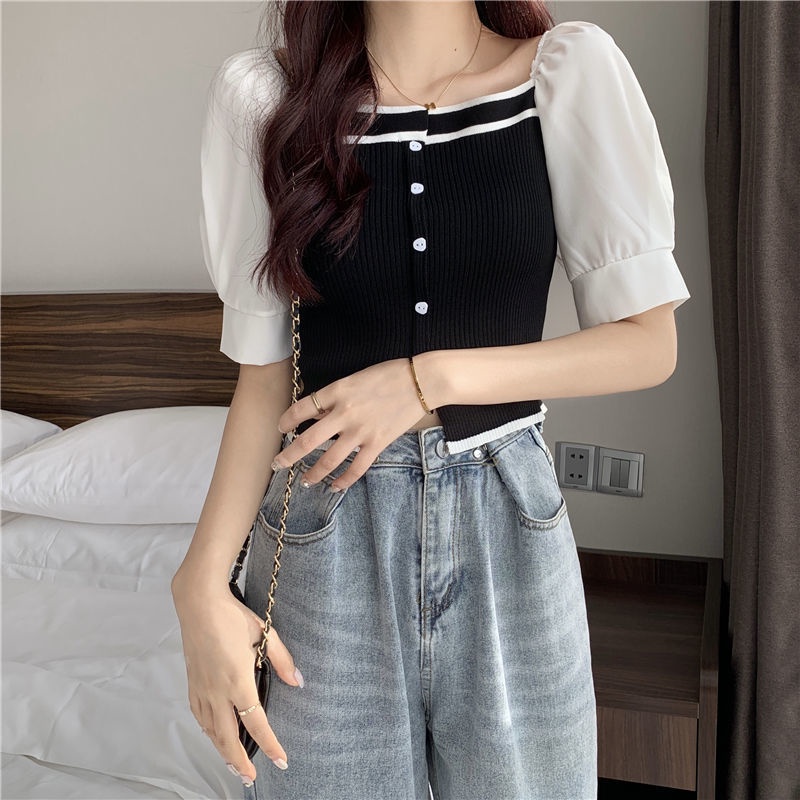 Áo cardigan Ngắn Cổ Vuông Chất Liệu Dệt Kim Mỏng Thời Trang Cho Nữ 2022 JL-TX-246