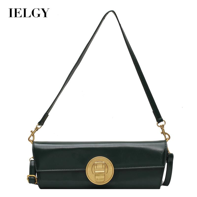 IELGY Túi Đeo Vai Màu Đen Có Khóa Phong Cách Pháp Thời Trang Cho Nữ
