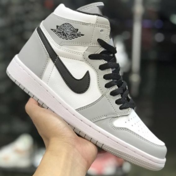 Giày Jordan cao cổ ⚡️Sập Giá⚡️ Giày 𝐉𝐨𝐫𝐝𝐚𝐧 Xám cổ cao móc đen hàng cao cấp full size nam nữ