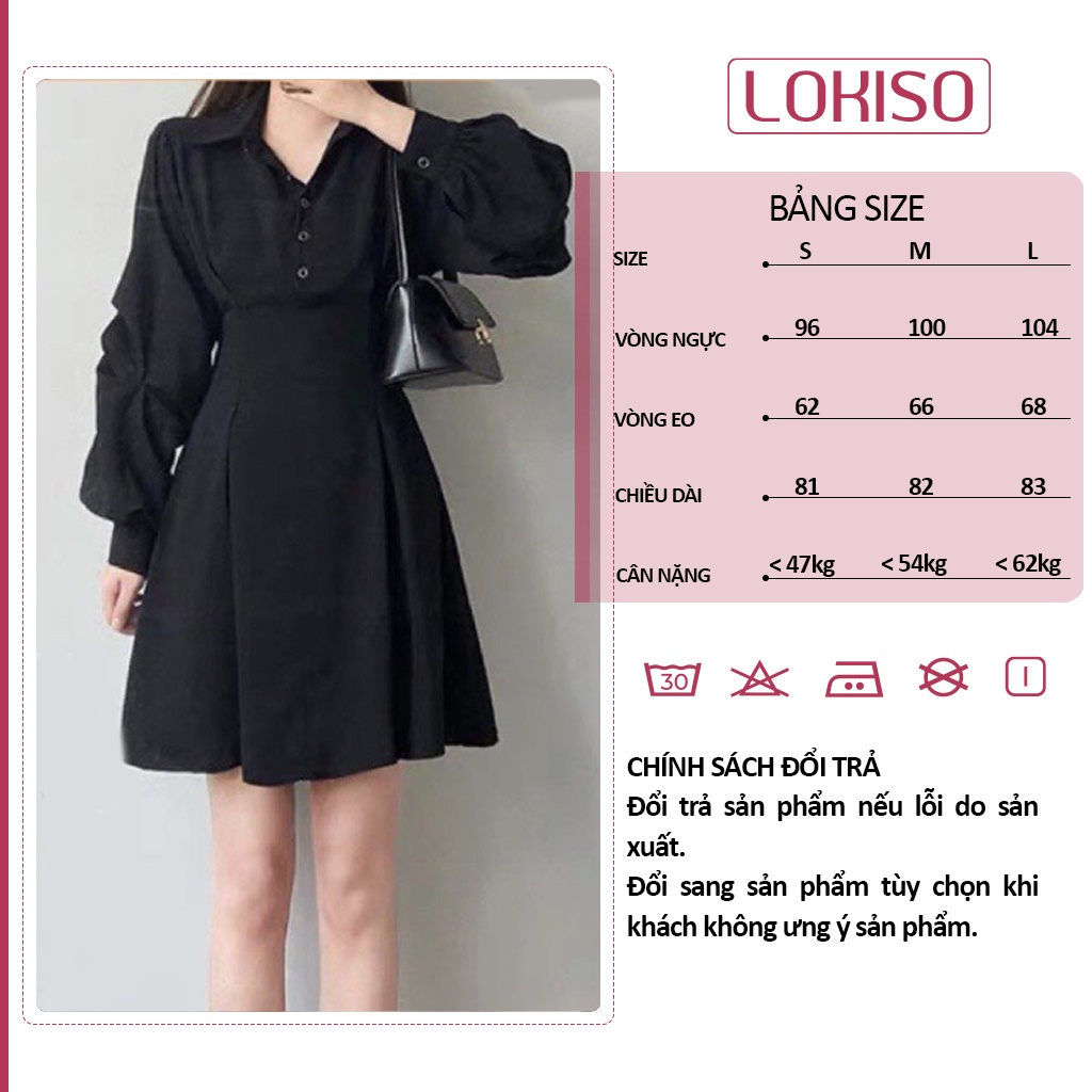 Đầm tiểu thư xoè tay dài công sở tay phồng LOKISO VD09