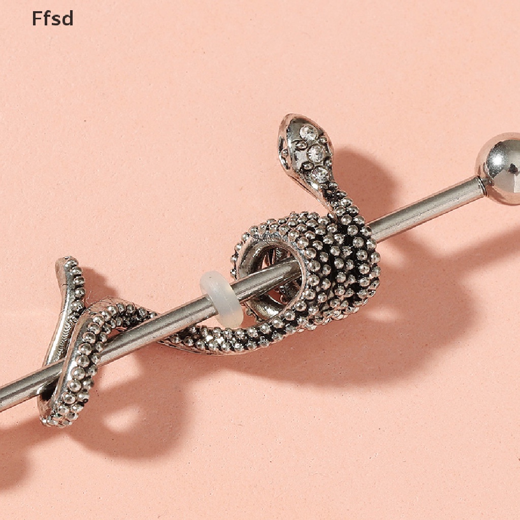 {Ffsd} Khuyên Xỏ Sụn Tai Hình Rắn Rồng Công Nghiệp Cuộn Dây 14G Bán Chạy