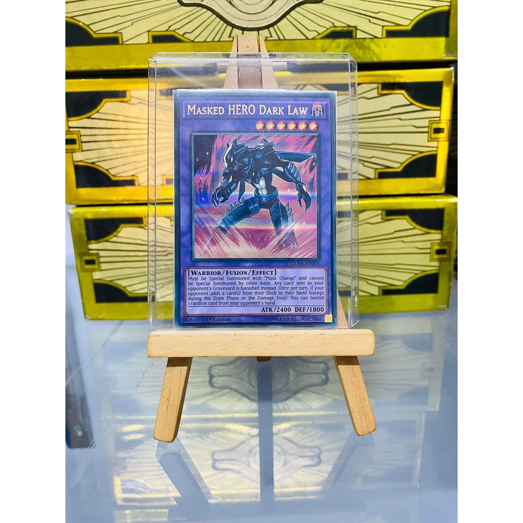 [ Dưa Hấu Yugioh ] Lá bài thẻ bài Masked HERO Dark Law - Ultra Rare - Tặng bọc bài nhựa bảo quản