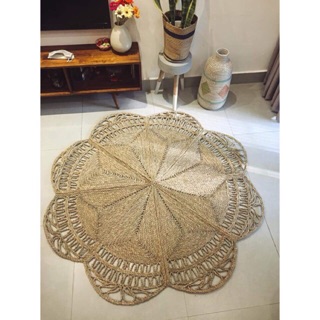 [ hàng xuất khẩu loại 1 bao đẹp] Thảm cói hoa chụp hình, decor siêu hót 1m5-1m8