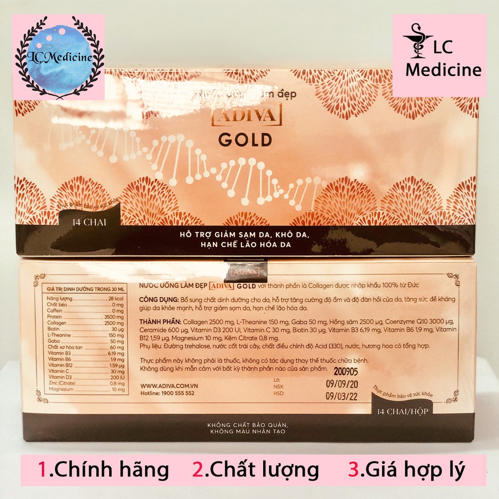 Collagen ADIVA Gold Dạng Nước - Giảm Nếp Nhăn, Không Lo Chảy Xệ - LC MEDICINE