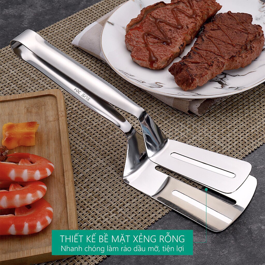 Kẹp gắp, lật thức ăn nóng chất liệu inox304 cách nhiệt