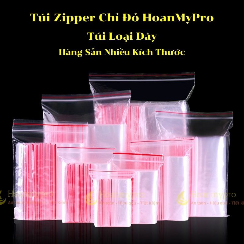 Túi Zip Chỉ Đỏ 1kg Túi Zipper Bấm Miệng Loại Dày Hàng Có Sẵn Nhiều Kích Thước BaoBiHoanmypro