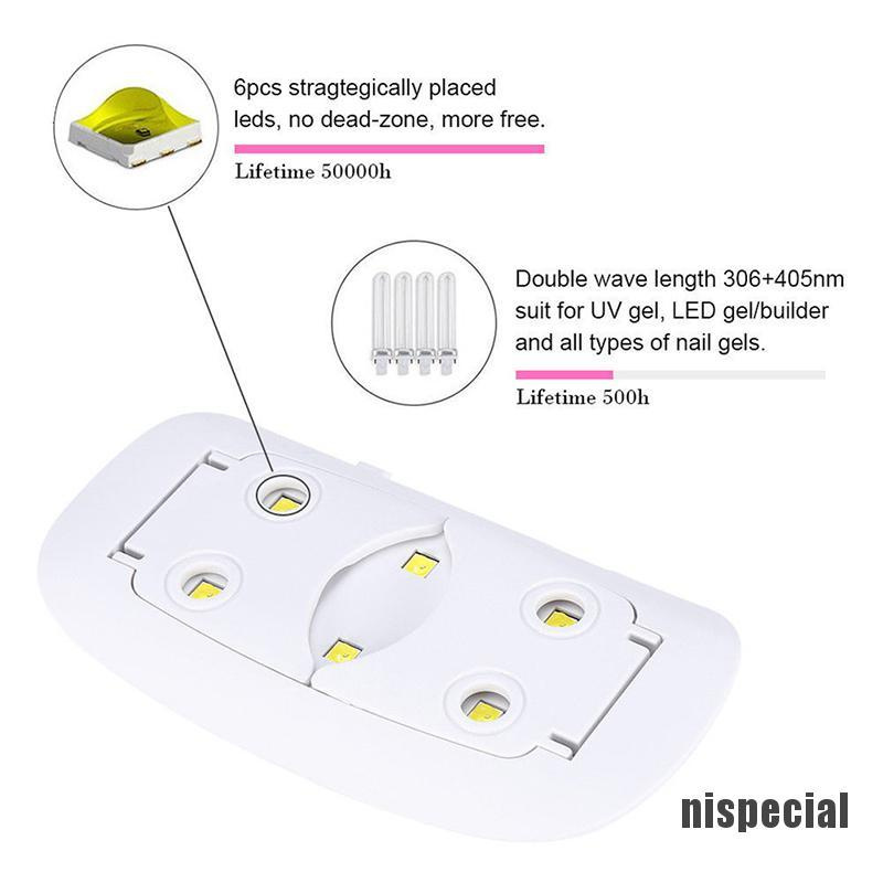 [Hàng mới về] Đèn LED UV sấy khô móng sơn gel nhỏ gọn 6W nhanh chóng kèm phụ kiện