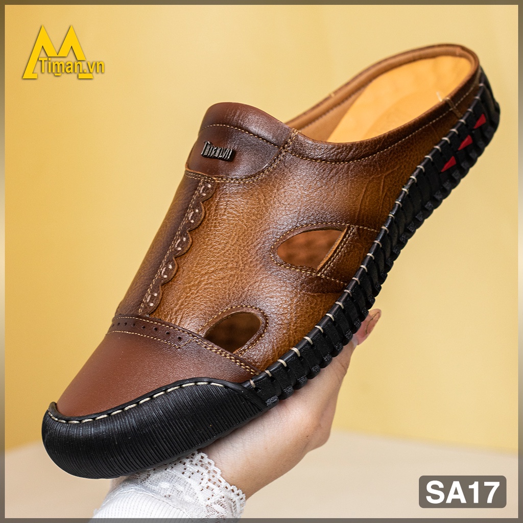 Giày sabo giày da nam da thật chính hãng TIMAN SA17 bền bỉ êm chân sang trọng bảo hành 5 năm