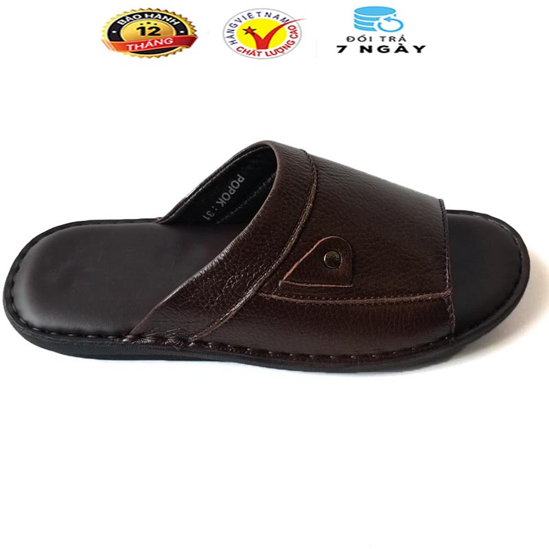 Dép Da Nam Da Bò Thật, Dép Nam Quai Ngang HKT Shop Da Bò Thật Cao Cấp DN103
