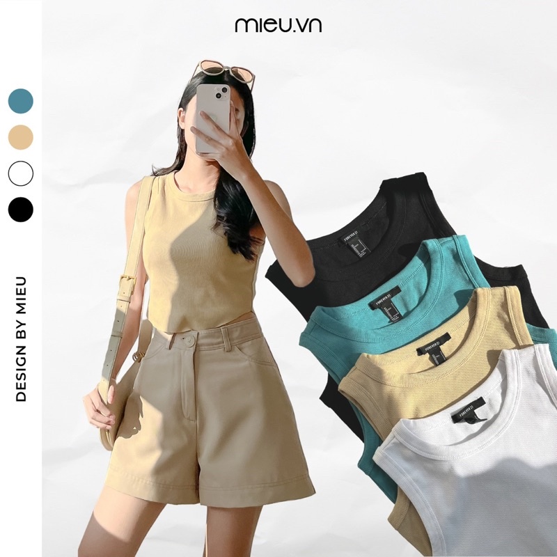 Áo croptop ba lỗ nhiều màu chất co giãn MIEU - JA04