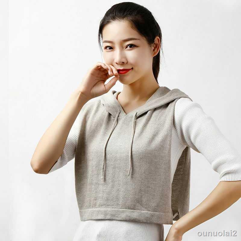 Khăn choàng cổ len Cashmere dệt kim có mũ trùm đầu thời trang thu đông