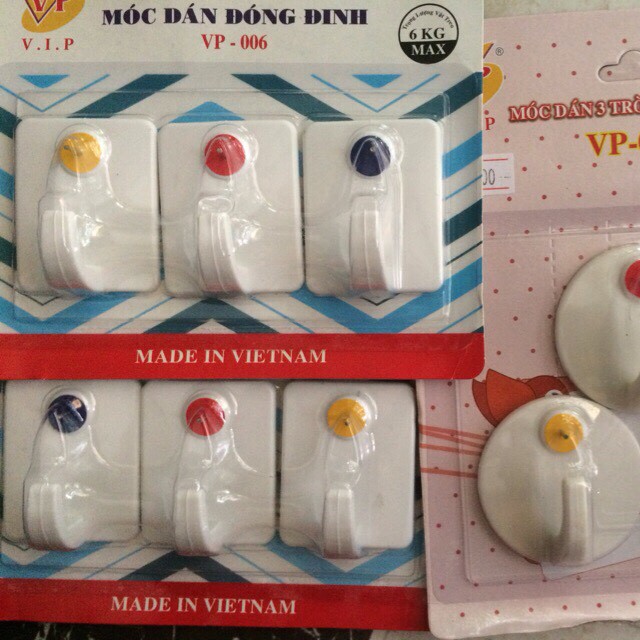 MÓC DÁN TƯỜNG ĐÓNG ĐINH 01 VỈ 3 MÓC - DIY242