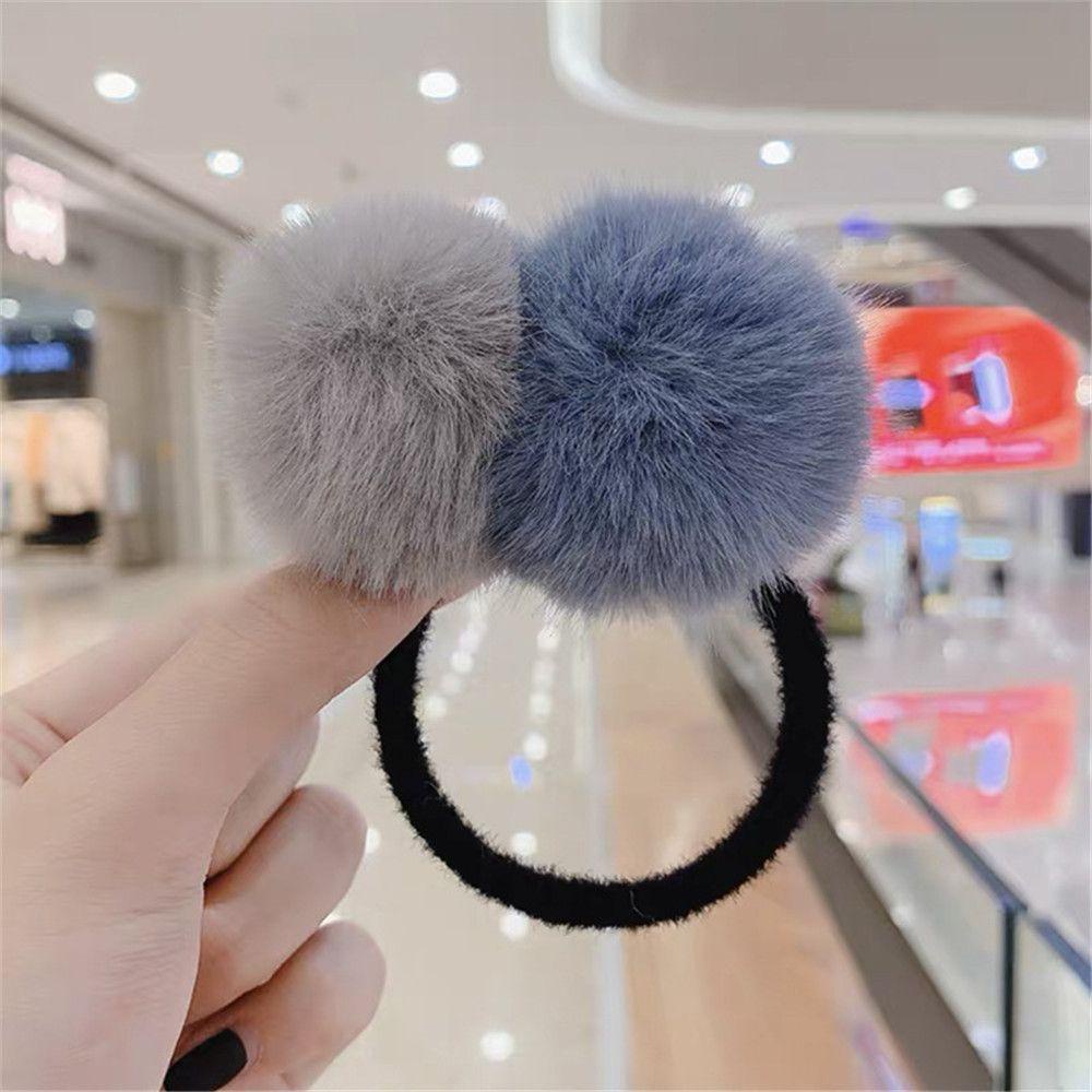 Dây Cột Tóc Co Giãn Đính Bóng Lông Dễ Thương Thời Trang Mùa Đông Cho Bạn Gái