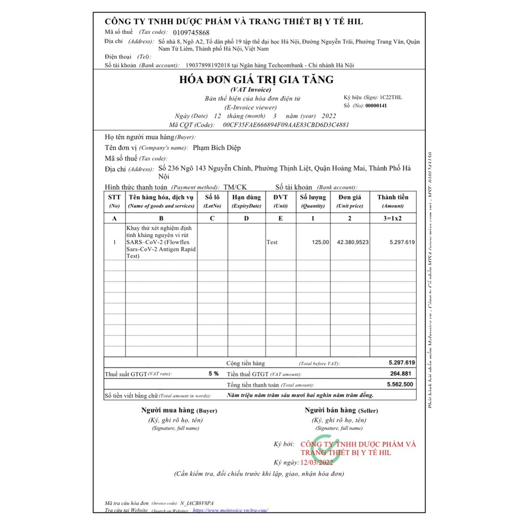 &lt;BYT cấp phép&gt; Test nhanh,kit test nhanh Covid Flowflex Sars-CoV-2 Antigen Rapid Test