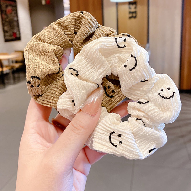 Dây buộc tóc phụ kiện tóc scrunchies dây cột tóc buộc tóc Dây Cột Tóc Cao Su Mặt Cười Đơn Giản Dễ Thương Cho Nữ