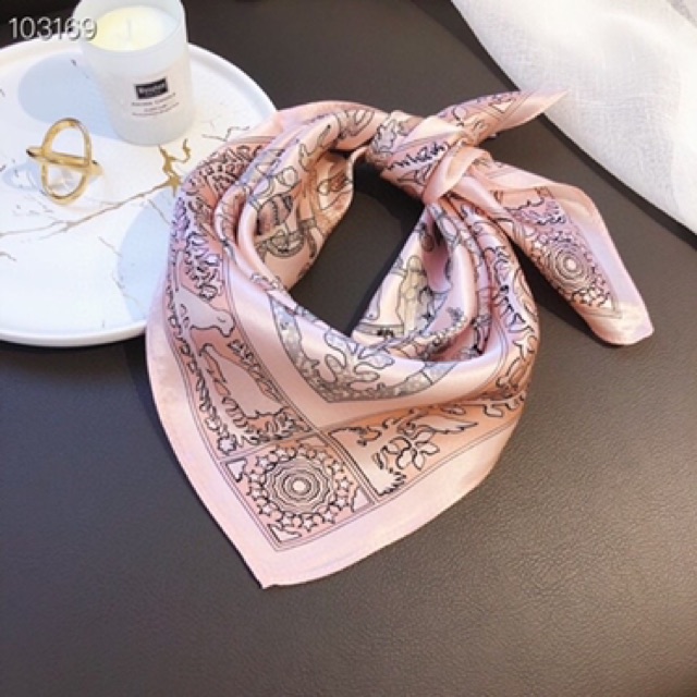 Khăn turban lụa in hoạ tiết bandana size 58x58cm - Maben