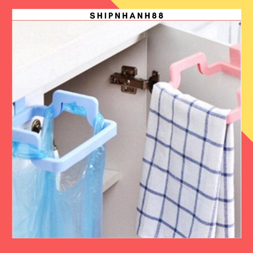 Giá treo khăn, túi nilon đựng rác đa năng gắn cửa tủ bếp 1302 SHIPNHANH88