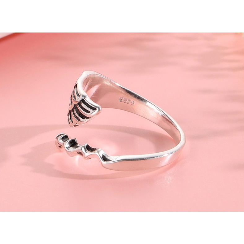 Nhẫn Nam Angel Phong Cách Cá Tính Punstore Màu Bạc Đẹp Cao Cấp - Nhân Nam Họa tiết Cánh Titan - Nhẫn Angel