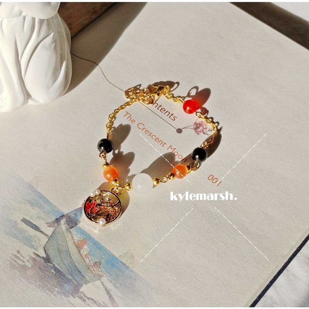 Kaedehara Kazuha | Genshin Vòng Tay Ấn Tượng Bằng Đá Sa Thạch Xanh Dương Thủ Công Thiết Kế Xung Quanh Xung Quanh Dùng Làm Quà Tặng WMPG