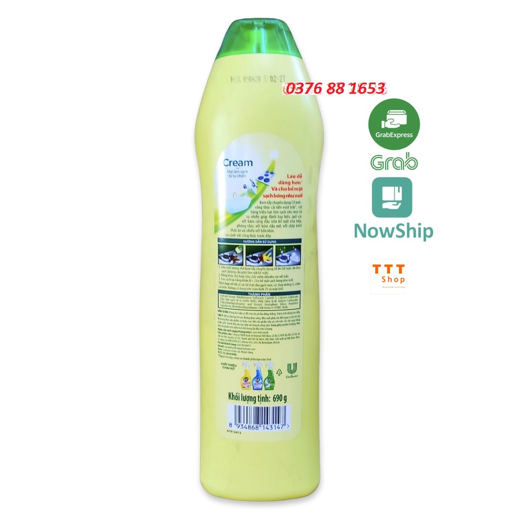[Hoả Tốc] CIF Kem tẩy đa năng lau bếp hương chanh vàng chai 690g 690 g