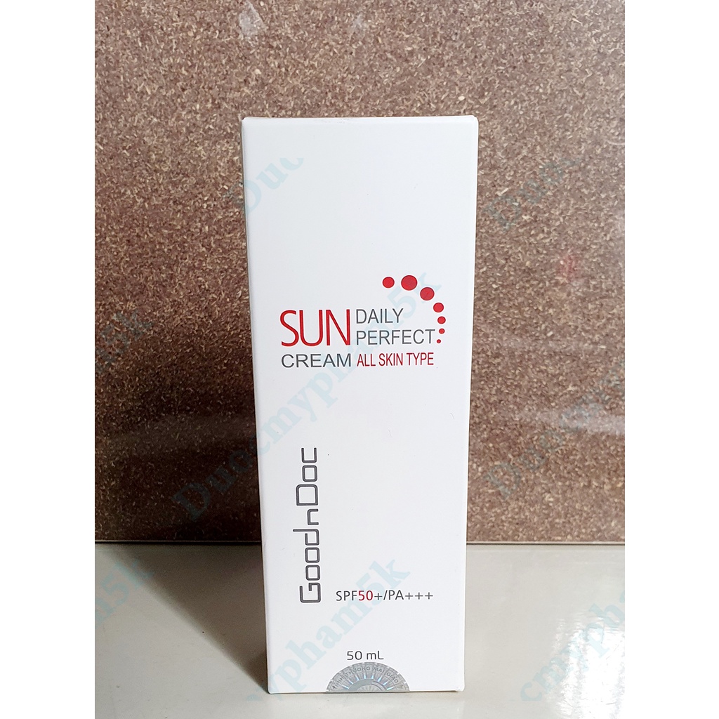 Kem Chống nắng Dưỡng Sáng Da Ngừa Lão Hóa 3 in 1 Goodndoc Daily Perfect Suncream SPF 50+/PA+++ 50ml