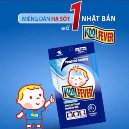 Miếng dán hạ sốt Koolfever – Hỗ trợ hạ sốt, giảm nhiệt độ trên da (Hộp 8 gói x 2 miếng)