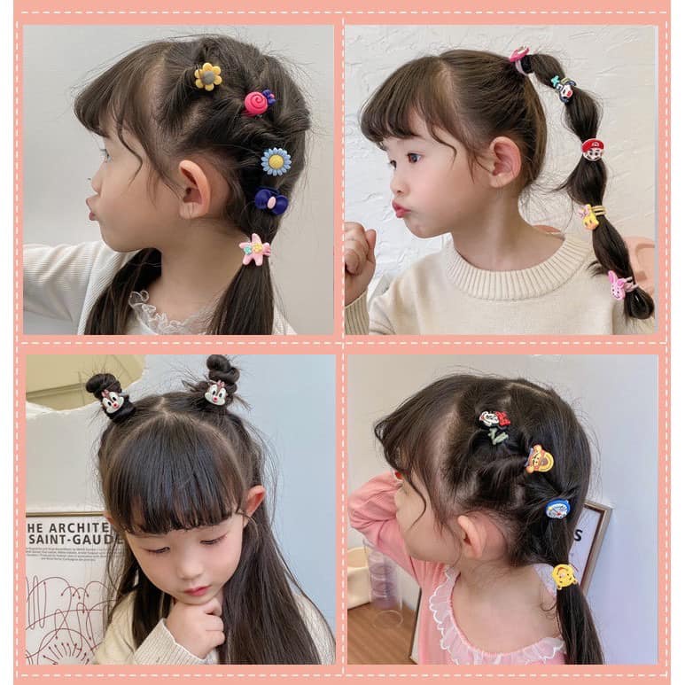 Hộp chun buộc tóc nhiều hình cho bé bái (30-40 Dây)