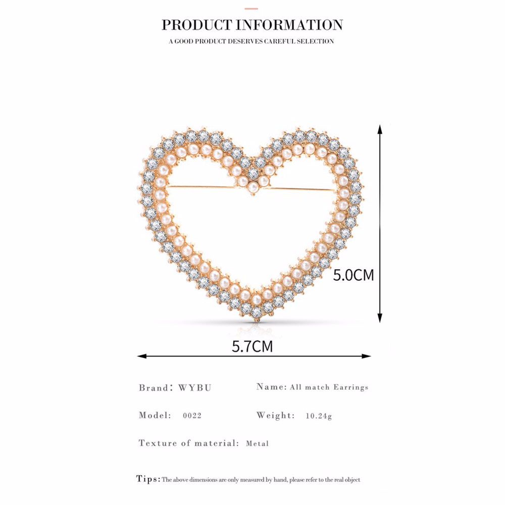 Ghim Cài Áo Hình Tròn / Trái Tim / Bướm Đính Ngọc Trai Phong Cách Hàn Quốc Thanh Lịch Cho Nữ