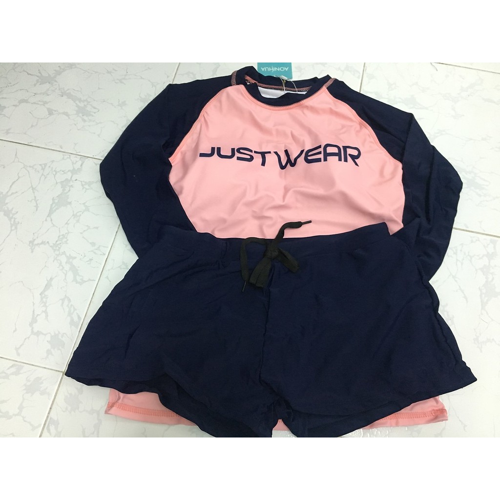 Bikini dài tay đi biển Hàn Quốc đồ bơi chống nắng quần cạp cao | BigBuy360 - bigbuy360.vn