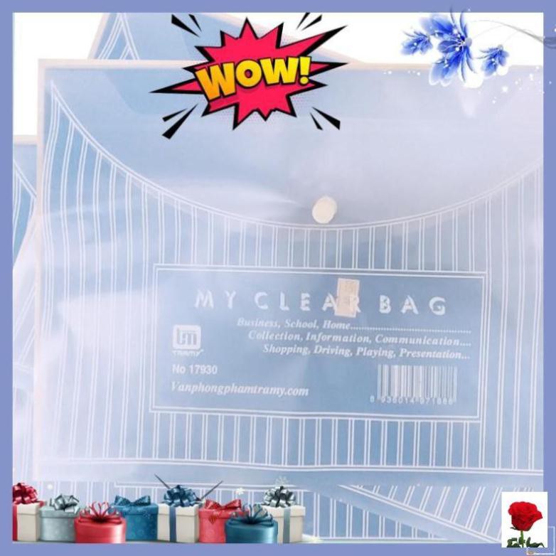 [Thanh lí xả kho]Túi Clear bag/ túi khuy bấm/ túi đựng bài kiểm tra/ file đựng tài liệu khổ A4 Trà My 17930 [] 123