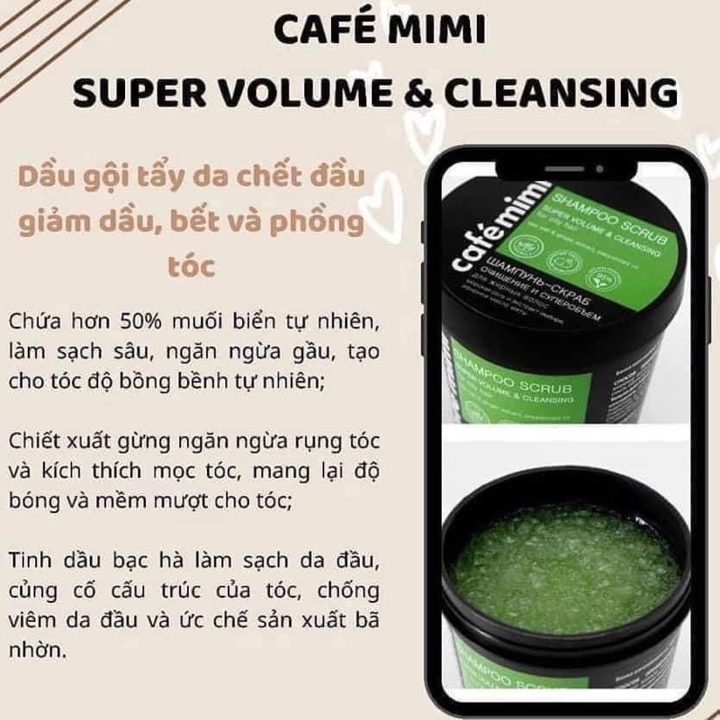 Dầu gội - Tẩy da chết da đầu Cafe Mini 330gr làm sạch sâu cho tóc tơi & bồng bềnh, kiềm dầu, ngừa tóc bết, gàu & ngứa
