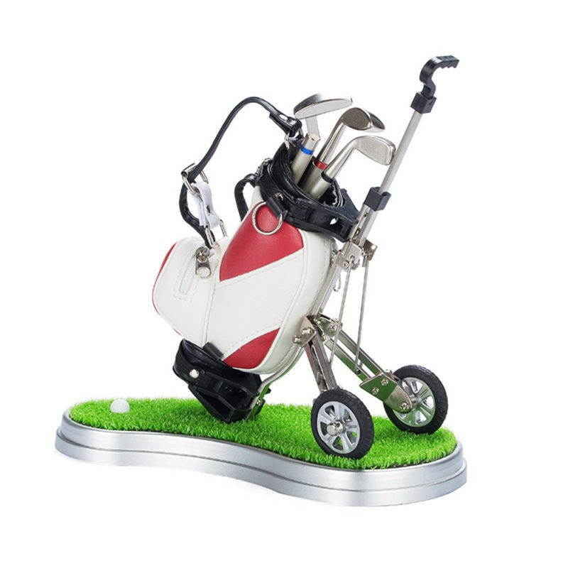 New 2021 - Quà tặng cho doanh nhân chơi golf - Bộ bút ký mini - hình bộ túi gậy để bàn sang trọng