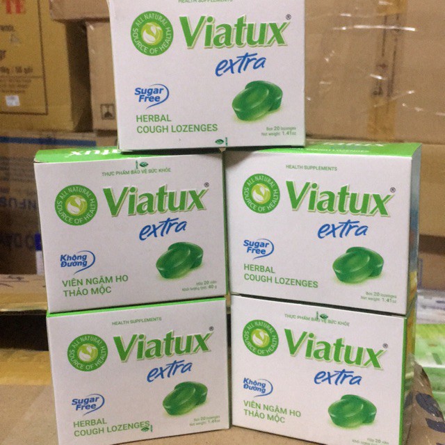 Viên Ngậm Ho Thảo Mộc Viatux Extra 20 Viên - Kẹo ho không đường Viatux Extra - CVSPHARMACY