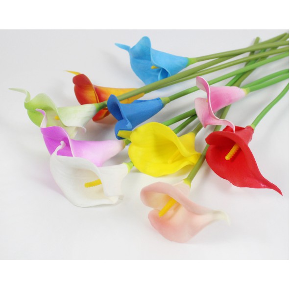 Hoa giả- hoa rum calla lily cao su mini  cao cấp cành dài 34 cm siêu đẹp