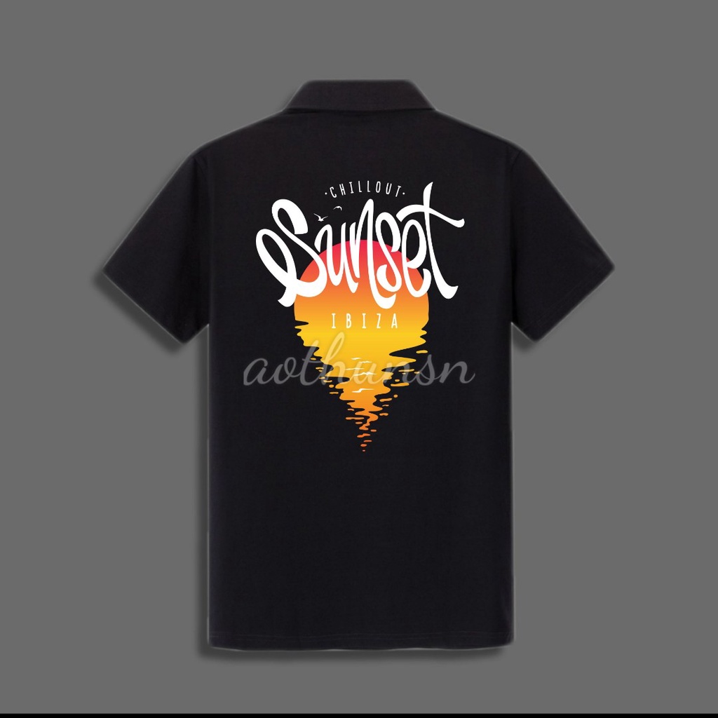 (aothunsn) Áo thun cổ trụ cổ bâu polo SUNSET (VẢI DA CÁ)