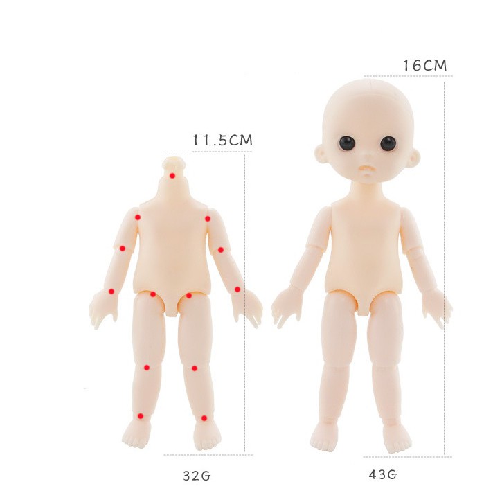 Búp Bê tập trang điểm baboliy 16cm má lúm mặt cười