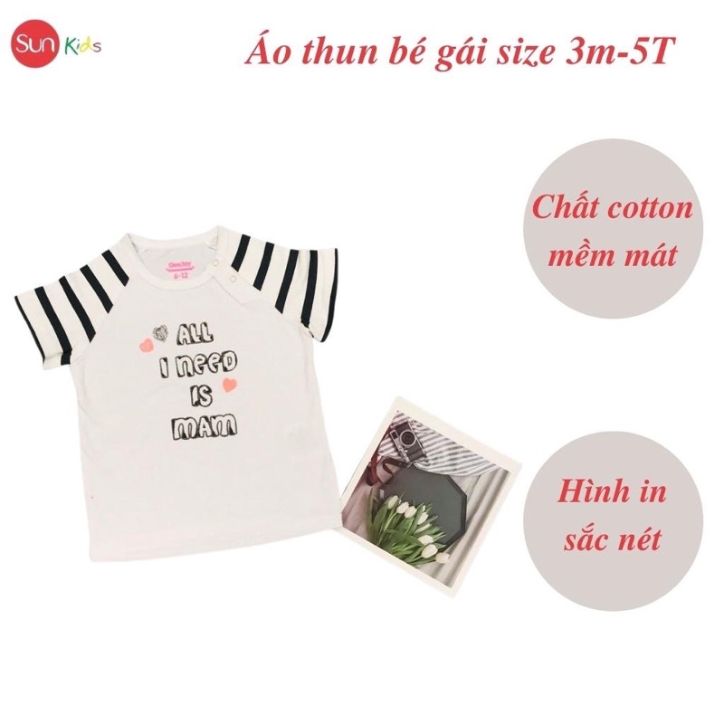 Áo thun cho bé gái, áo phông bé gái chất cotton mềm mát, size 3m - 5 tuổi - SUNKIDS1