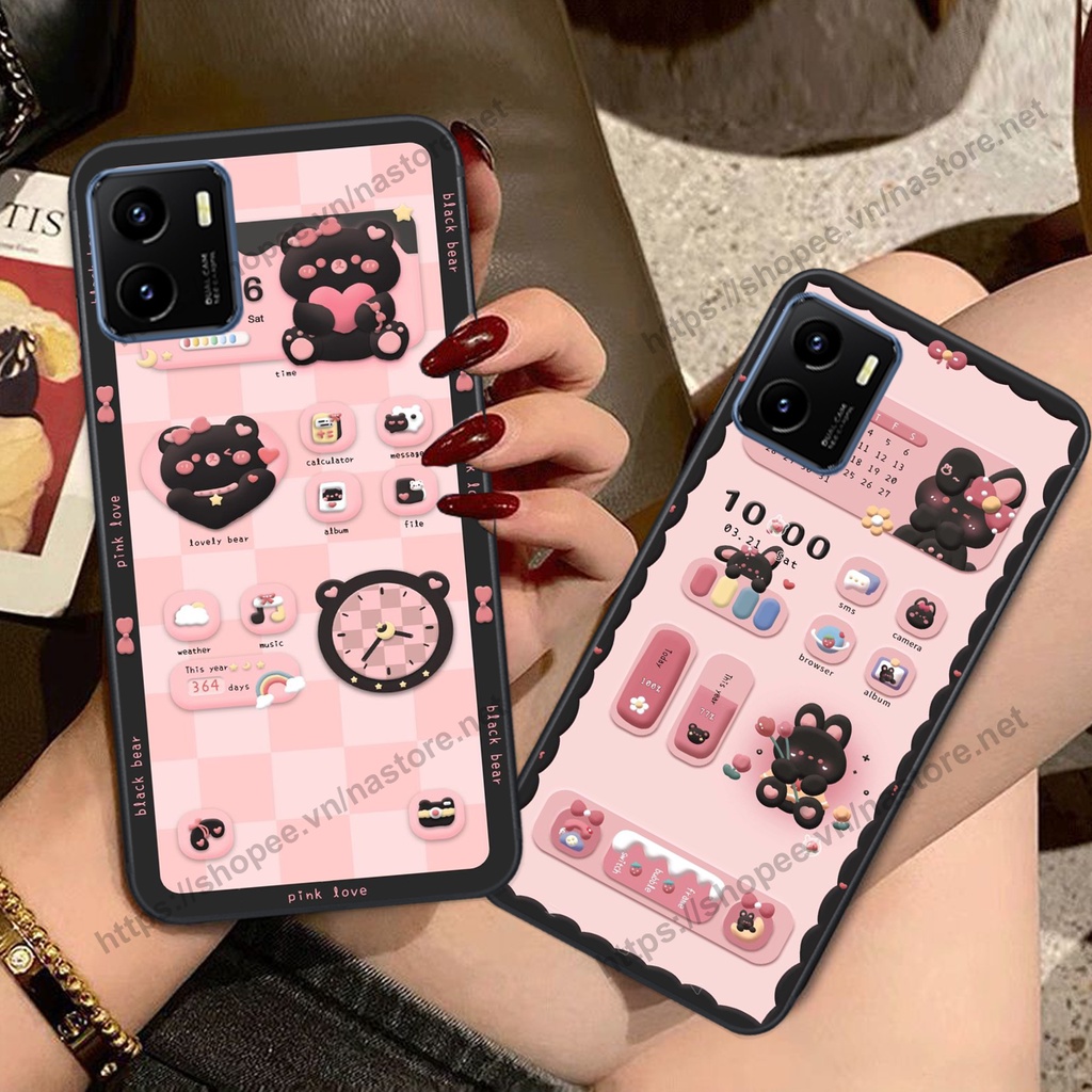 Ốp lưng Vivo Y15s gấu, đồng hồ dễ thương cute giá rẻ