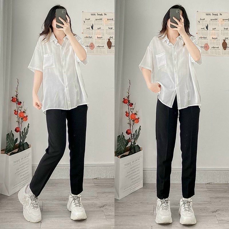 Quần tây nữ đi học lưng cao quần tây học sinh dáng baggy vải tuyết mưa 2 màu đen, xanh than mặc đi học đi làm dễ phối đồ