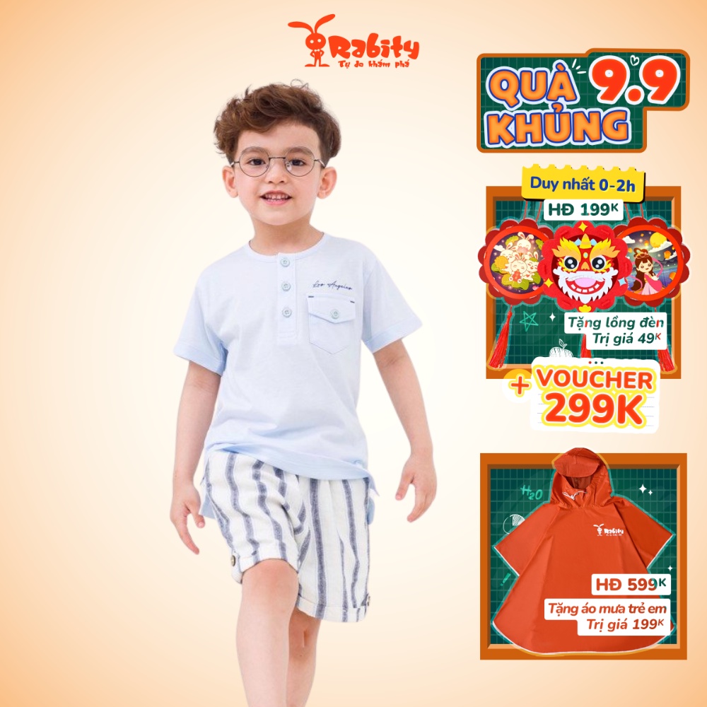 Quần short bé trai Rabity nhiều họa tiết cotton thấm hút mồ hôi 90254.91024